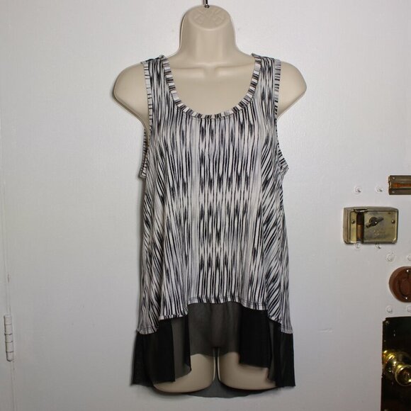 Jennifer‎ Lopez Black and White Striped Top Sz Medium Y2K - Picture 9 of 10